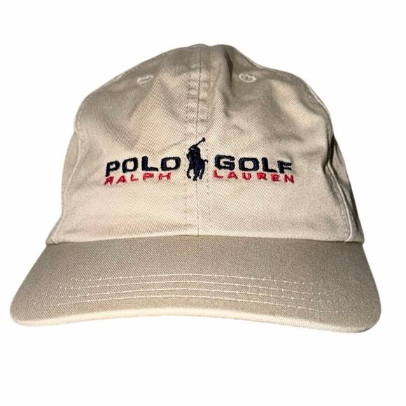 Vintage polo Ralph Lauren polo golf tan baseball cap hat USA made cotton preppy